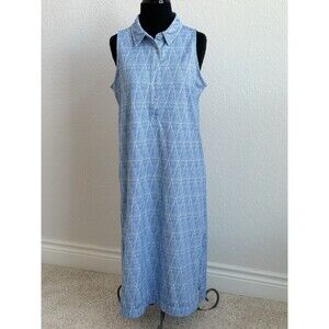 Vineyard Vines Sankaty Blue White Geometric Print Stretch Performance Midi M